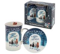 Fox Under The Moon Mug and Coaster Set - Grateful for You - Official Gift Set - Stacey McNeill Artwork - Ceramic Mug for Hot & Cold Drinks - Beautifully Boxed Collectable Gift