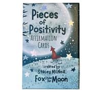 Fox Under The Moon Pieces of Positivity Affirmation Cards, 54 Illustrated Cards with Wooden Display Stand, Velvet Textured Card with Foil Storage Box, 115x170mm