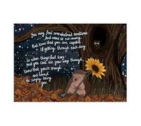 Fox Under The Moon Simply Being You Art Print, A4 Size, Inspirational Quote Wall Decor, Part of a Collection, Sentimental Message, Unframed