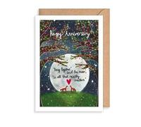 Fox Under The Moon Thoughtful Anniversary Card Together - Illustrated Greeting Card