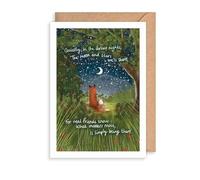 Fox Under The Moon Thoughtful Friend Card Being There - Illustrated Greeting Card