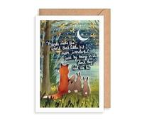Fox Under The Moon Thoughtful Friends Card Being There - Illustrated Greeting Card