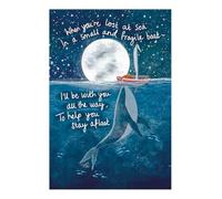 Fox Under The Moon Thoughtful Greeting Card Whale - Illustrated Blank Card