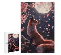 Fox Under The Moonlight with Cherryblossoms - Challenging Puzzle for Adults, 1000 PCS, with A Decorative Finished Picture