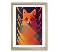 Fox Unique Abstract Vol.3 Framed Print | A2 Oak Framed Wall Art | Ready to Hang | Abstract Animal Picture | Living Room Bedroom Lounge Office