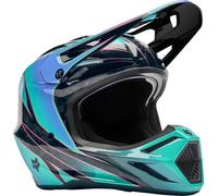 FOX V3 RS Canvas Motocross Helmet, black/turquoise, size S (55/56)