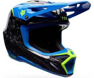 FOX V3 RS Tactile Carbon Motocross Helmet, blue/yellow/black, size L