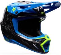 FOX V3 RS Tactile Carbon Motocross Helmet, blue/yellow/black, size XS