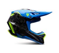 FOX V3 RS Tactile Carbon Motocross Helmet, blue/yellow/black, size M