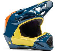 FOX V3 Tine Motocross Helmet, blue-yellow, size XL for Men