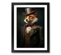 Fox Victorian No.2 Framed Print | A2 Black Framed Wall Art | Ready to Hang | Victorian Animal Picture | Living Room Bedroom Lounge Office