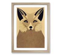 Fox Vintage Framed Print | A2 Oak Framed Wall Art | Ready to Hang | Classic Animal Picture | Living Room Bedroom Lounge Office