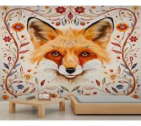 Fox Wallpaper Nature Art Mandala Girls Bedroom Wallpaper Abstract Ethnic Geometric Totem Wall Murals for Living Room Flowers and Vines Kids Wall Paper for Bedroom Living Room Mural Poster 500X300cm