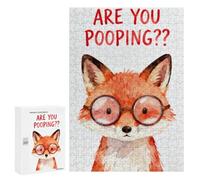 Fox Wearing Glasses Asks 'Are You Pooping？' Art Jigsaw Puzzle, 300 PCS, for Adult Puzzle Fans, A Creative Way to Unwind after A Busy Day, at Home