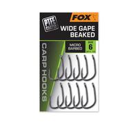 Fox Wide Gape Beaked Hooks Micro Barbed | Size 8 Qty10 | Carp Fishing Hooks with Non-Reflective PTFE Coating | Beaked Point Reduces Hook Pulls | Perfect for on Hard Gravel Bottoms | CHK259