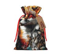 Fox Wildflower Drawstring Gift Bags Reusable Gift Wrapping Pouches For Birthday, Wedding, Party Favours & Festive Presents