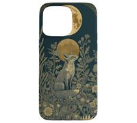 Fox Wildflower Plant Pattern Sage Green Celestial Case for iPhone 15 Pro Max