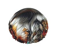 Fox Wildflower Waterproof Reusable Shower Cap For Women - Elastic Hair Cover For Bath, Spa, Travel & Daily Use