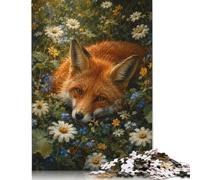 Fox Wildflower Wooden Jigsaw Puzzle 1000 Pieces, Forest Wildlife Pattern