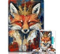 Fox with A Crown 1000 Piece Jigsaw Puzzle for Adults Teens,Staycation Kill Time Every Piece Is Unique - Challenging Family Fun Game (50x75cm)