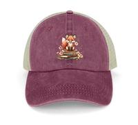 Fox with Books Floral Unisex Denim Baseball Cap Adjustable Trucker Hat Causal Fahion Dad Hats 16.5x12cm