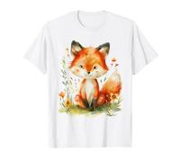 fox with flowers cute foxes forest animal daughter T-Shirt