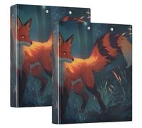 Fox with Glowing Red Fur 3 Ring Binders 1.5 Inch Clear View Three Ring Binders Versatile Binder Fits 200 Sheets 2 Pack