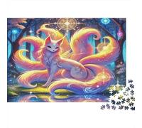 Fox with Nine Tails Under Moonlight Jigsaw Puzzles Puzzle for Adults Kids. 1000 Pieces Impossible Challenge Toy Educational Game Home Decoration for Educational Games Gifts 38x26cm/1000pcs