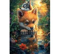 Fox with Squirrel in Magical Forest 1000 Piece Complete DIY Jigsaw Puzzle Magical Accompany Fairy Tale Collectors Mind Relaxation Educational Decorative Puzzle Gifts for Adults Recycled Cardboard 100