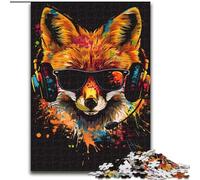 Fox with Sunglasses 1000Pc Adults Jigsaw Puzzle Jigsaw Puzzles for Adults Home Decor Brain Teaser Game for Teenagers & Family Interaction size 38x26cm