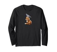 Fox with Wood Pigeon Bird Animal Lover Wildlife Biologist Long Sleeve T-Shirt