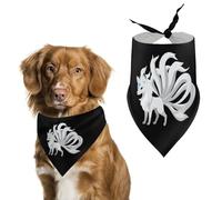 Fox1 with Nine Tails Cute Dog Bandanna Scarf Printed Adjustable Triangle Pet Kerchief for Dogs And Cats