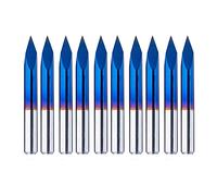 FoxAlien 10pcs Triangular CNC Router Bits V-Bit, 30 Degree 0.1mm Engraving Bits, 1/8” Shank Nano Blue Coating Sharp Pyramid Bits for Acrylic Wood MDF Aluminum Lettering Sign Making