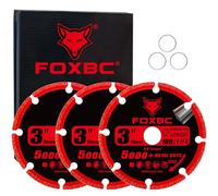 FOXBC 3 Inch Cut-Off Diamond Wheel with 5000+ Metal Cutting on Rebar, Stainless Steel, Angle Iron, 3/8" Arbor - 3 Pack