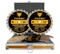 FOXBC 8" Carbide Stacking Dado Blade Set for SawStop, Jet, Dewalt, Bosch Saw - 14 Pieces