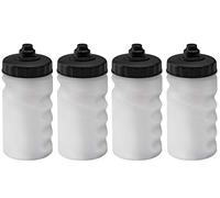 Foxberry 300ml Children's Small Refillable Water Bottles - 4 Pack - Hands Free Lid - Non Drip Leakproof Spout - BPA Free - Blank For DIY Decoration - Dishwasher Safe - Sports - School - Club (Black)