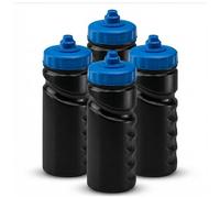 Foxberry 500ml Reusable Water Bottles - 4x Multipack - Hands Free Lid - Spill Proof and Leak Proof Spout - BPA Free - Dishwasher Safe - Kids - School - Sports - Clubs (Black Blue)