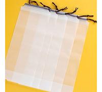 FOXBI 5Pcs Clear Umbrella Storage Bag - Reusable Waterproof Case With Drawstring Cover - Plastic Water Resistant Rain Bags Holder Stand For Travel Hotel