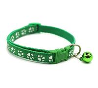 FOXBI Cool Cat Collar, Paw Print Pet Patch Collar Cute Breakaway Cat Neck Collars with Bell for Cat Dog Kitten Decoration Gift,Dark Green
