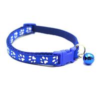 FOXBI Cool Cat Collar, Paw Print Pet Patch Collar Cute Breakaway Cat Neck Collars with Bell for Cat Dog Kitten Decoration Gift,Royal Blue