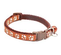 FOXBI Cool Cat Collar, Paw Print Pet Patch Collar Cute Breakaway Cat Neck Collars with Bell for Cat Dog Kitten Decoration Gift,Brown