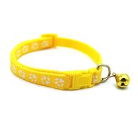 FOXBI Cool Cat Collar, Paw Print Pet Patch Collar Cute Breakaway Cat Neck Collars with Bell for Cat Dog Kitten Decoration Gift,Yellow