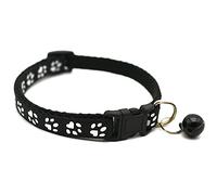FOXBI Cool Cat Collar, Paw Print Pet Patch Collar Cute Breakaway Cat Neck Collars with Bell for Cat Dog Kitten Decoration Gift,Black