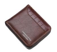 FOXBI Men'S Antique Billfold Wallet Pu Leather Coin Case Small Wallet Mini Zipper Coin Purse Id Pocket Stone Pattern Card Case,Brown, Brown, As the Description