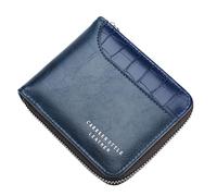 FOXBI Men'S Antique Billfold Wallet Pu Leather Coin Case Small Wallet Mini Zipper Coin Purse Id Pocket Stone Pattern Card Case,Blue, Blue, As the Description