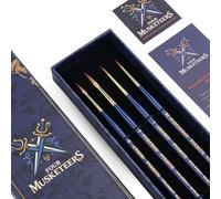 FOXBITE Four Musketeers Kolinsky Sable Brush Set for Miniature Painting, 4 Fine Detail Brushes with Spear and Round Points for Acrylic Figures, Busts and Models