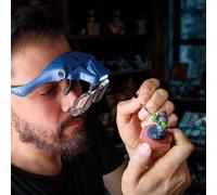 FOXBITE LED Magnifier Glasses for Miniature Painting - 5 Lenses, Dual-Brightness Light, Rechargeable Headset with Glasses or Headband Option - Hobby Tool for Warhammer, D&D, Model Kits