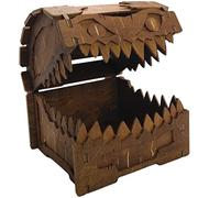 FOXBITE Mimic Chest for Dungeons and Dragons Tower with Tray Wood Laser Etched Cthulhu Portable and Collapsible Dice Roller Perfect for Board Game and Tabletop RPG