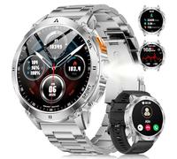 FOXBOX 1.62" AMOLED Smart Watches for Men, IP68 Waterproof Smartwatch for Android/iOS, LED Flashlight, Bluetooth Call, 200+ Watch Face, 24/7 Heart Rate, Sleep Monitoring, 110+ Sports, Frost Silver