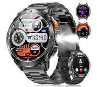 FOXBOX 1.62" AMOLED Smart Watches for Men, IP68 Waterproof Smartwatch for Android/iOS, LED Flashlight, Bluetooth Call, 200+ Watch Face, 24/7 Heart Rate, Sleep Monitoring, 110+ Sports, Matte Black